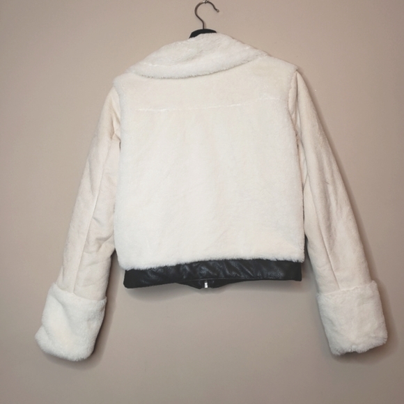 C&C California faux fur & leather aviator jacket S - Picture 5 of 5